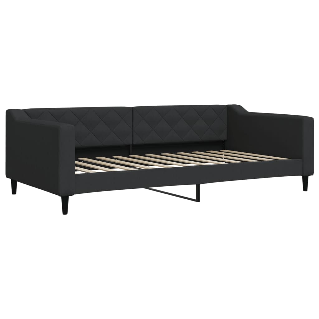 Fekete kihúzható szövet heverő matracokkal 100 x 200 cm 4