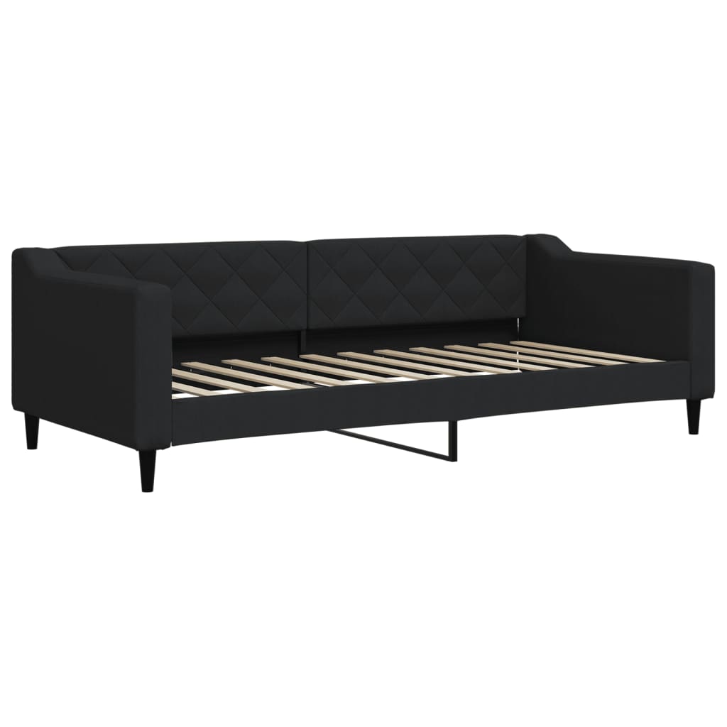 Fekete kihúzható szövet heverő fiókokkal 90 x 200 cm 4