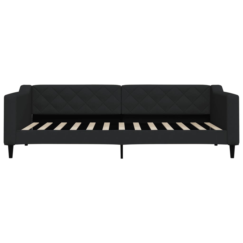 Fekete kihúzható szövet heverő fiókokkal 90 x 200 cm 5