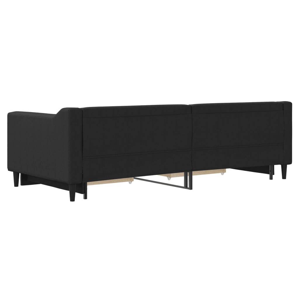 Fekete kihúzható szövet heverő fiókokkal 90 x 200 cm 8