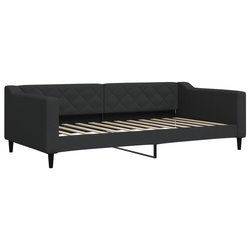 Fekete kihúzható szövet heverő fiókokkal 100 x 200 cm 4