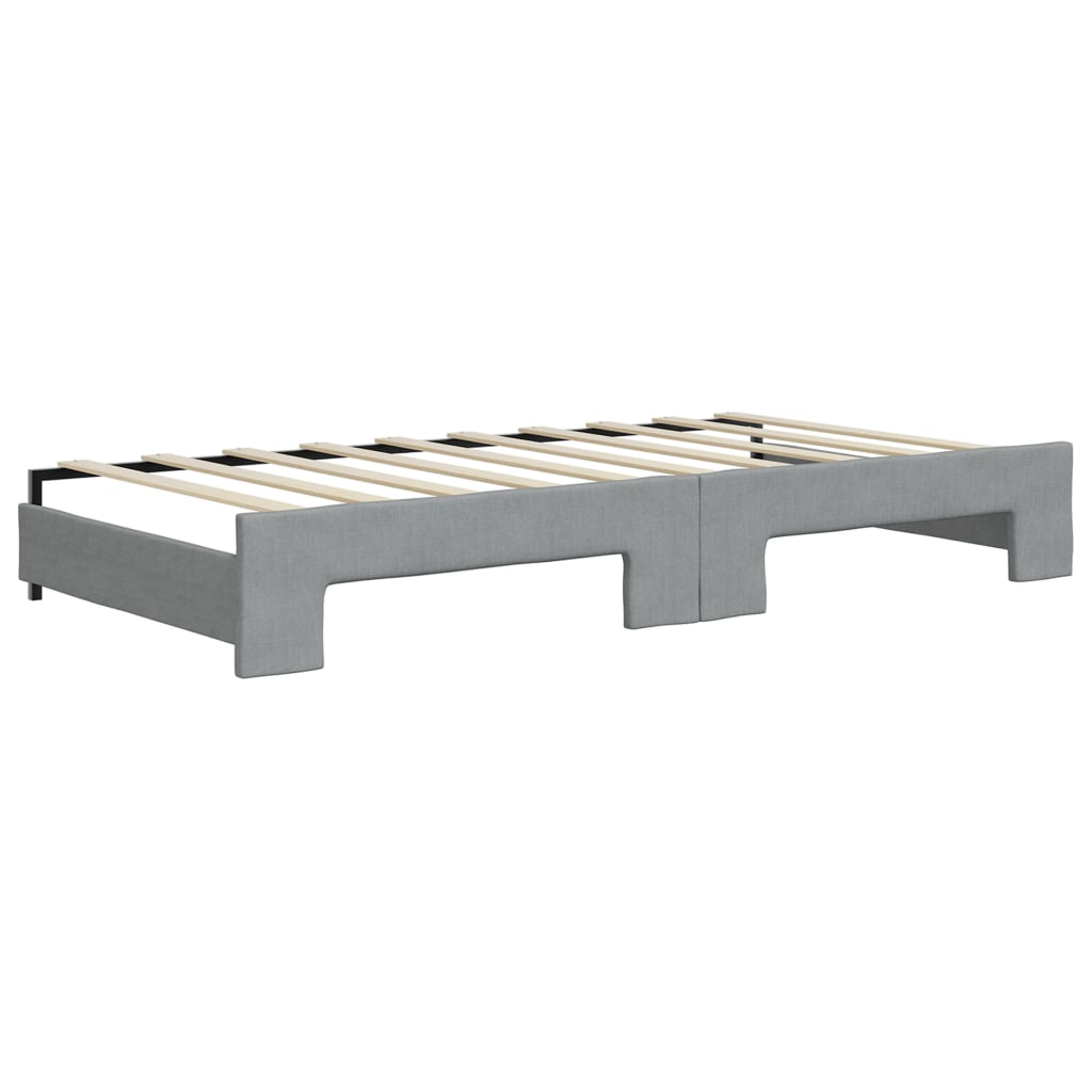 Világosszürke kihúzható szövet heverő fiókkal 90 x 190 cm 5
