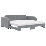 Világosszürke kihúzható szövet heverő matracokkal 90 x 200 cm 2