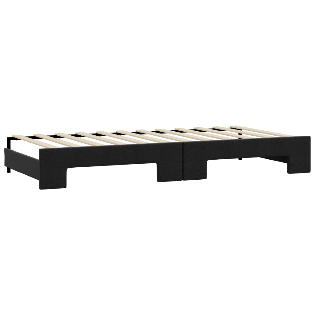 Fekete kihúzható szövet heverő fiókokkal 90 x 200 cm 5