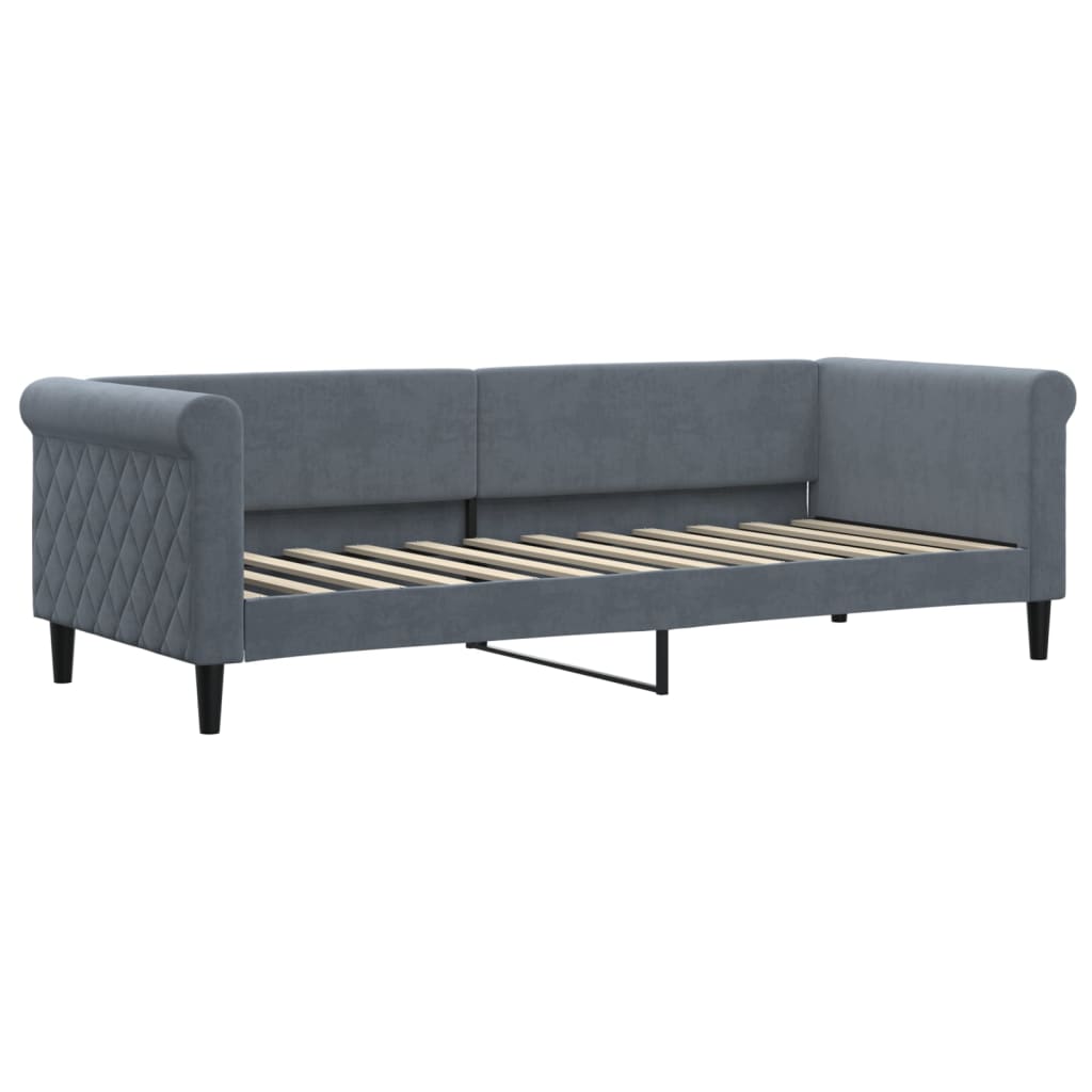 Sötétszürke kihúzható bársony heverő fiókkal 80 x 200 cm 6