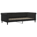 Fekete kihúzható bársony heverő fiókkal 90 x 200 cm 4