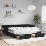 Fekete kihúzható bársony heverő fiókkal 90 x 200 cm