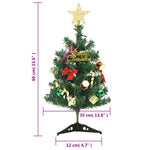 Zöld megvilágított mini műkarácsonyfa 30 LED-del 60 cm 11