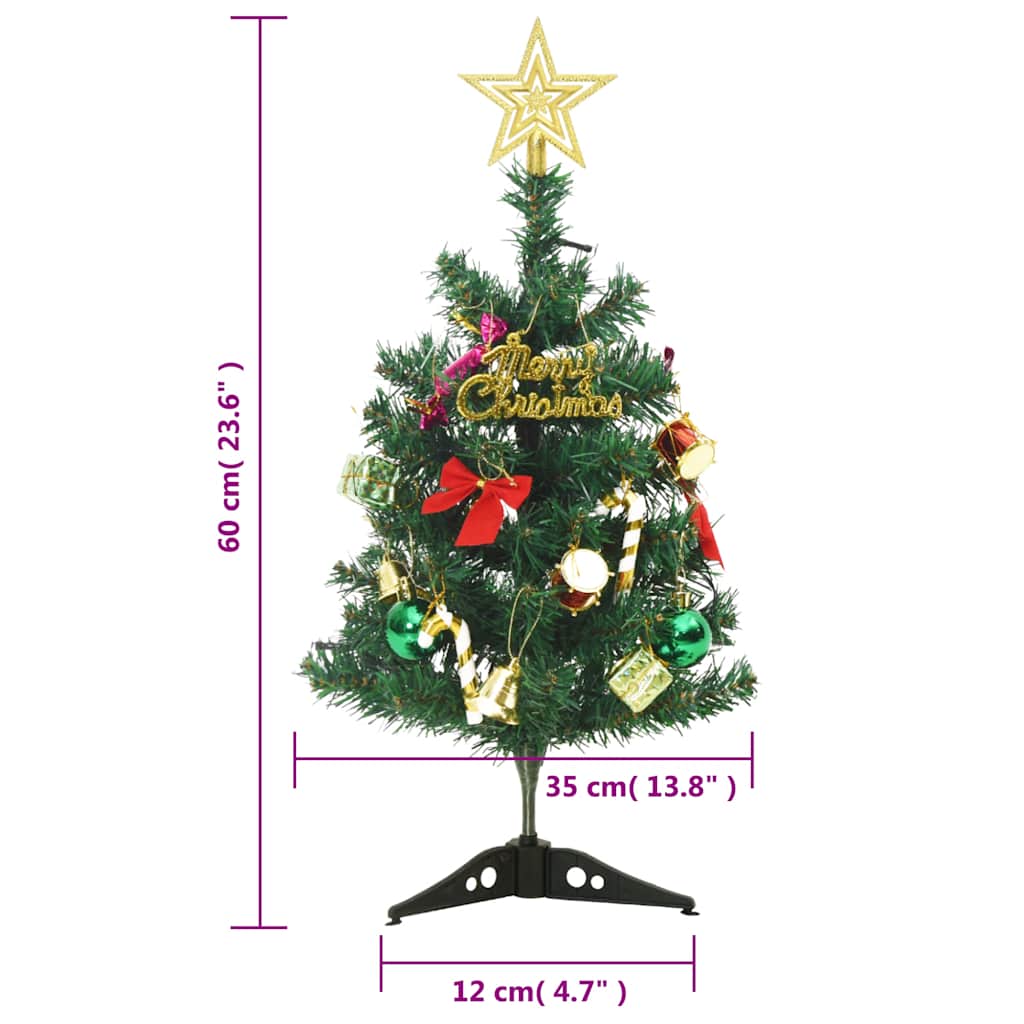 Zöld megvilágított mini műkarácsonyfa 30 LED-del 60 cm 11