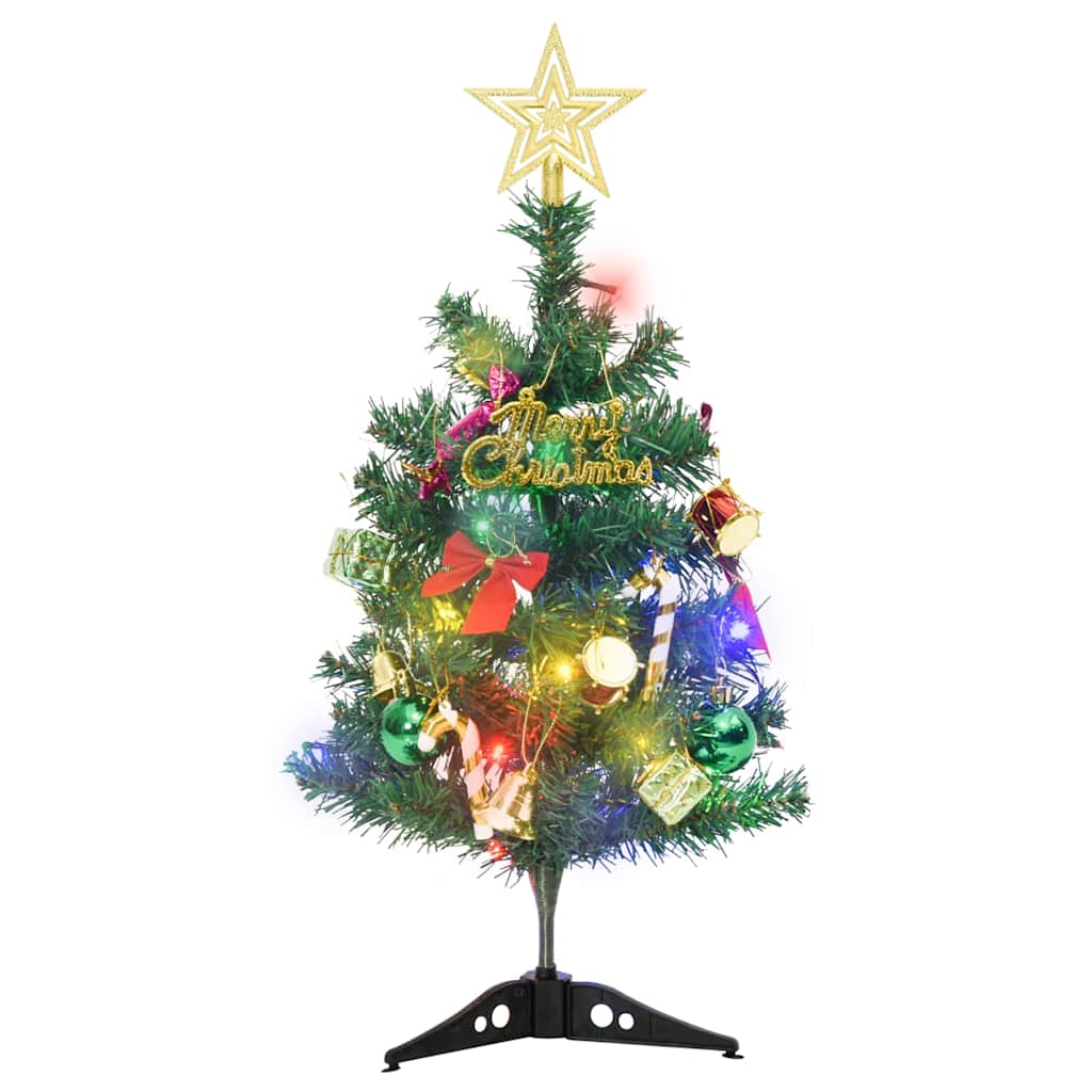 Zöld megvilágított mini műkarácsonyfa 30 LED-del 60 cm 4