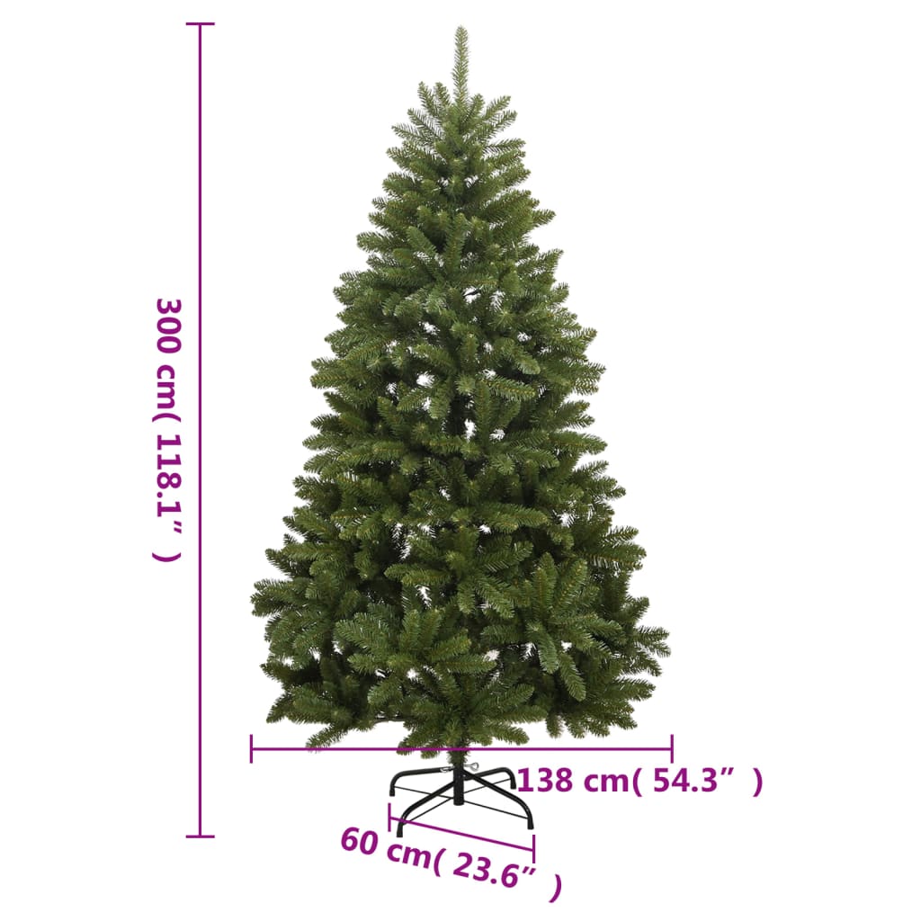 Zöld csuklópántos műkarácsonyfa állvánnyal 300 cm 8