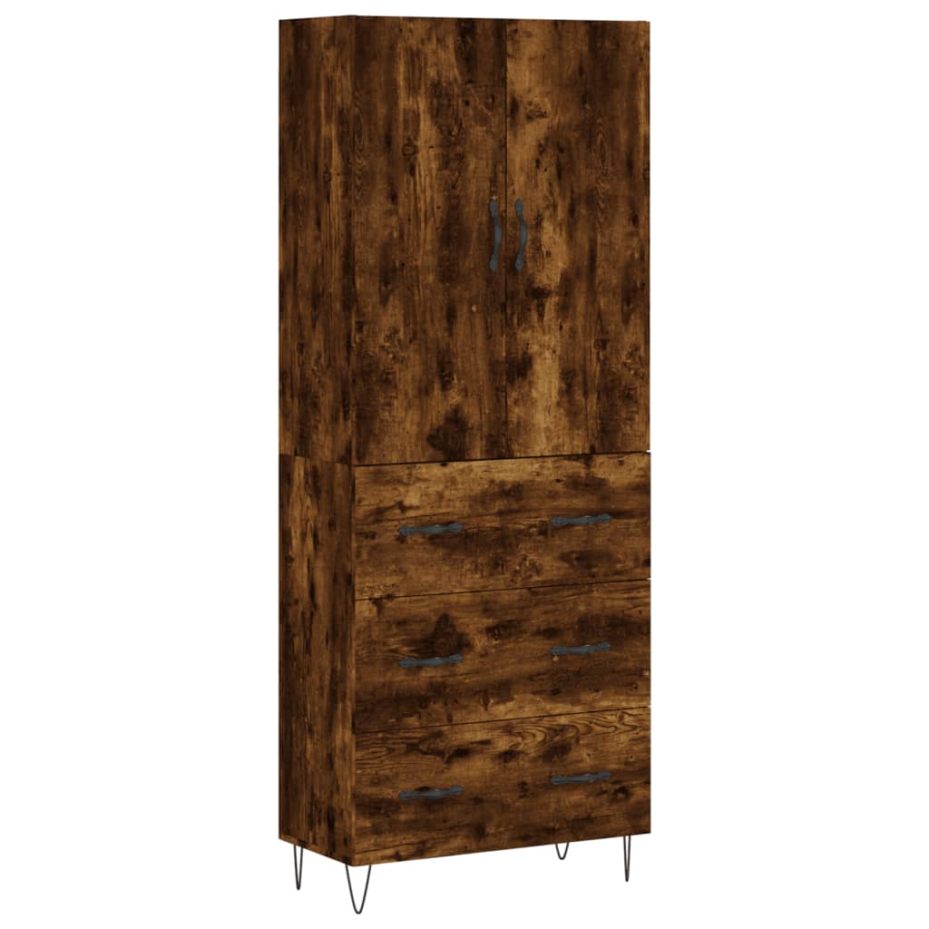 Füstös tölgy színű szerelt fa magasszekrény 69,5 x 34 x 180 cm 2