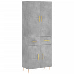 Betonszürke szerelt fa magasszekrény 69,5 x 34 x 180 cm 2