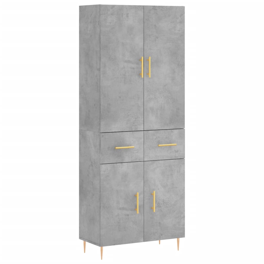 Betonszürke szerelt fa magasszekrény 69,5 x 34 x 180 cm 2
