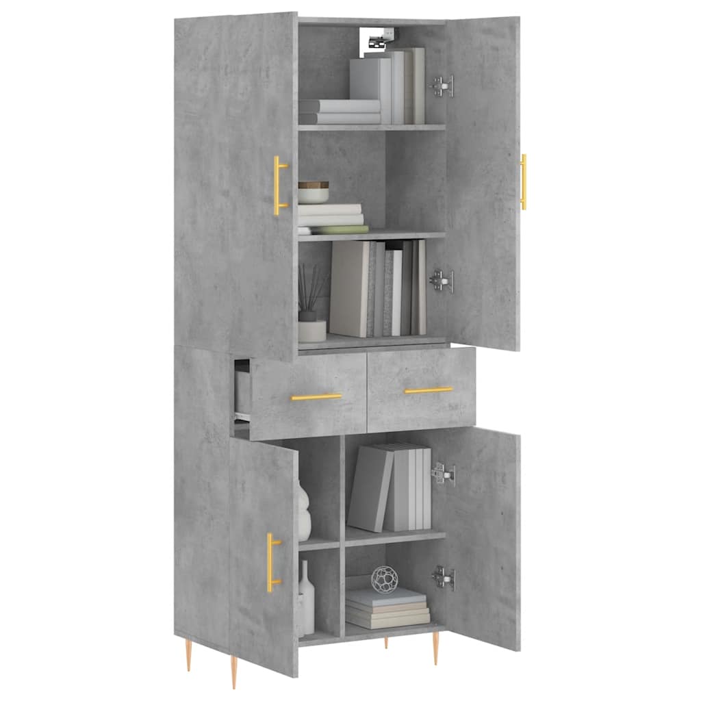 Betonszürke szerelt fa magasszekrény 69,5 x 34 x 180 cm 3