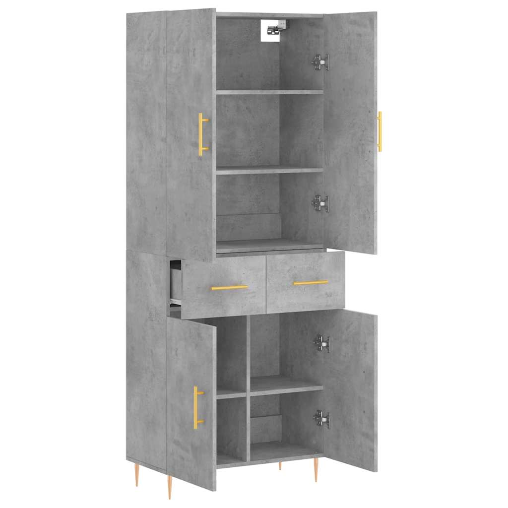 Betonszürke szerelt fa magasszekrény 69,5 x 34 x 180 cm 4