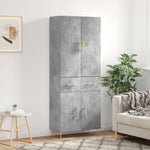 Betonszürke szerelt fa magasszekrény 69,5 x 34 x 180 cm