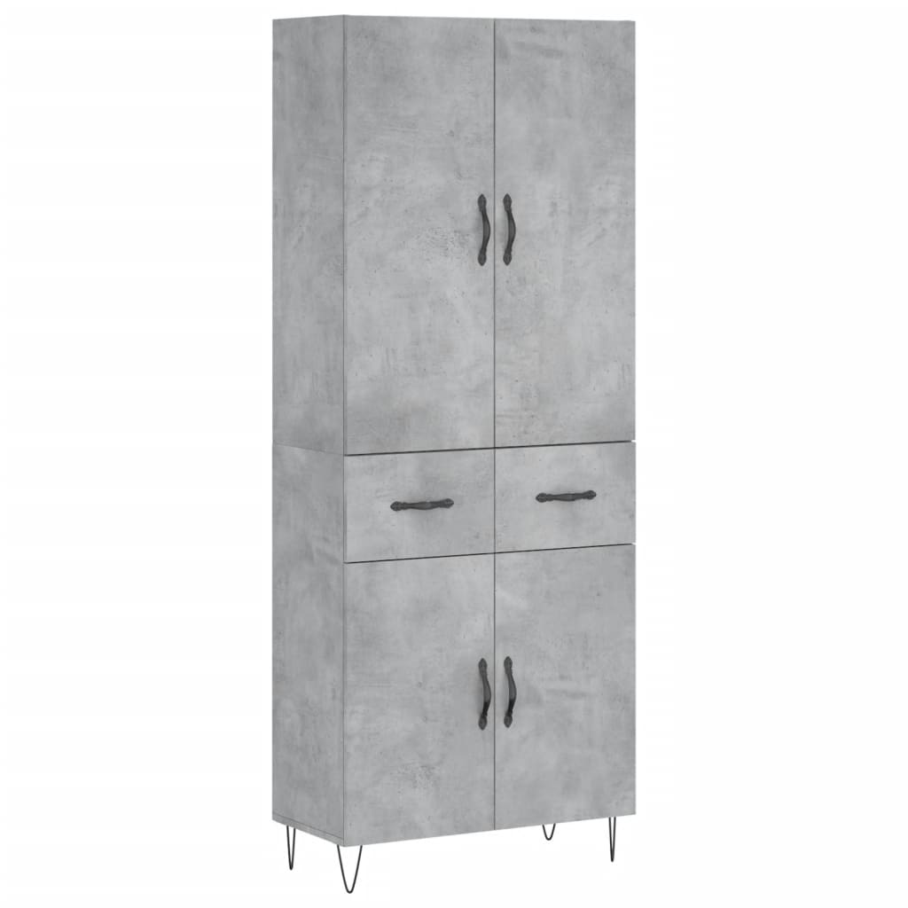 Betonszürke szerelt fa magasszekrény 69,5 x 34 x 180 cm 2