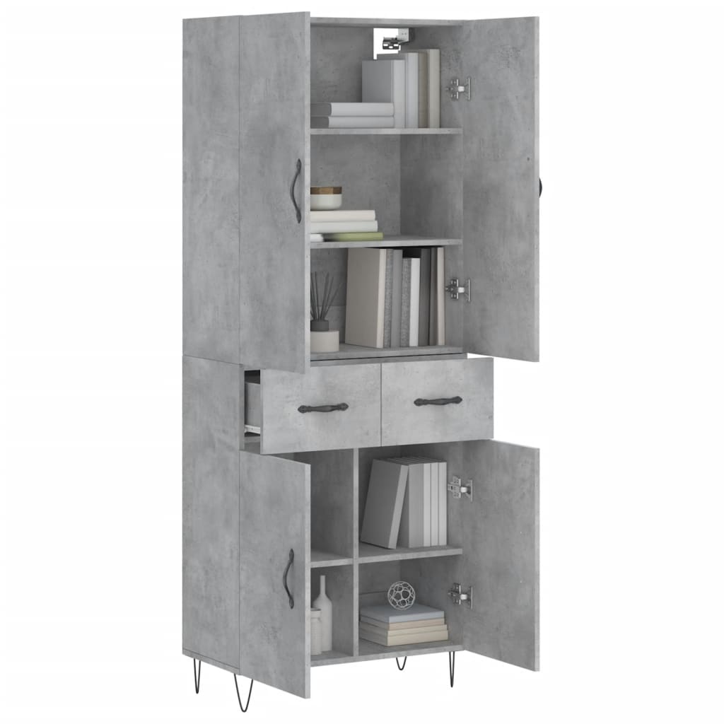 Betonszürke szerelt fa magasszekrény 69,5 x 34 x 180 cm 3