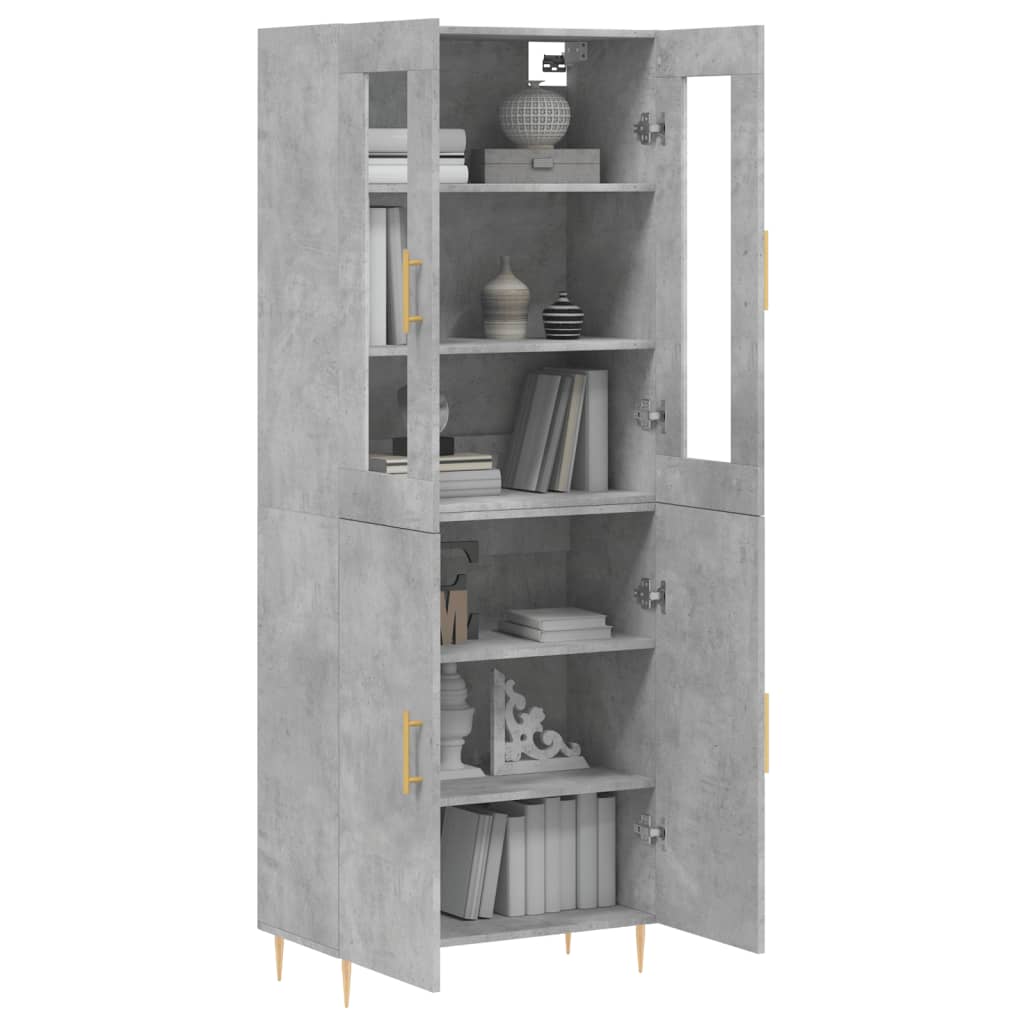 Betonszürke szerelt fa magasszekrény 69,5 x 34 x 180 cm 3