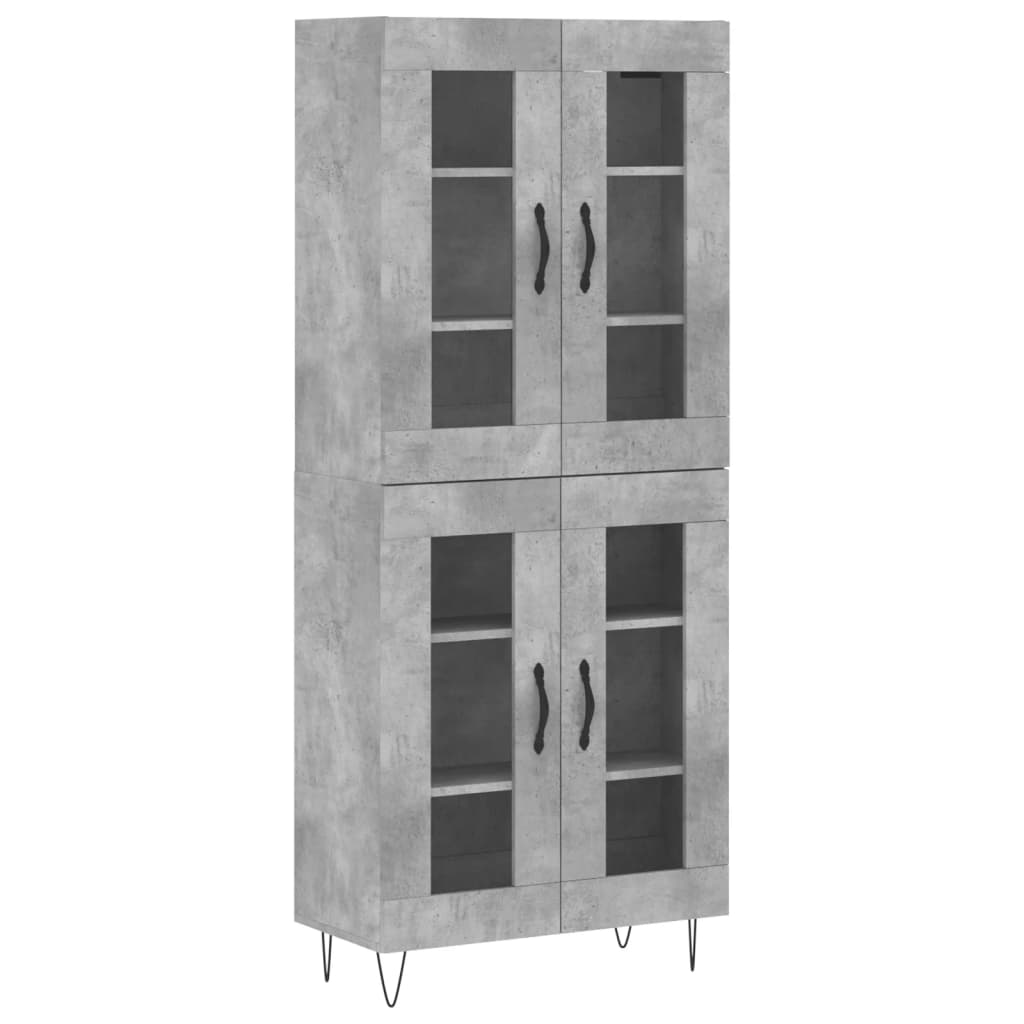 Betonszürke szerelt fa magasszekrény 69,5 x 34 x 180 cm 2