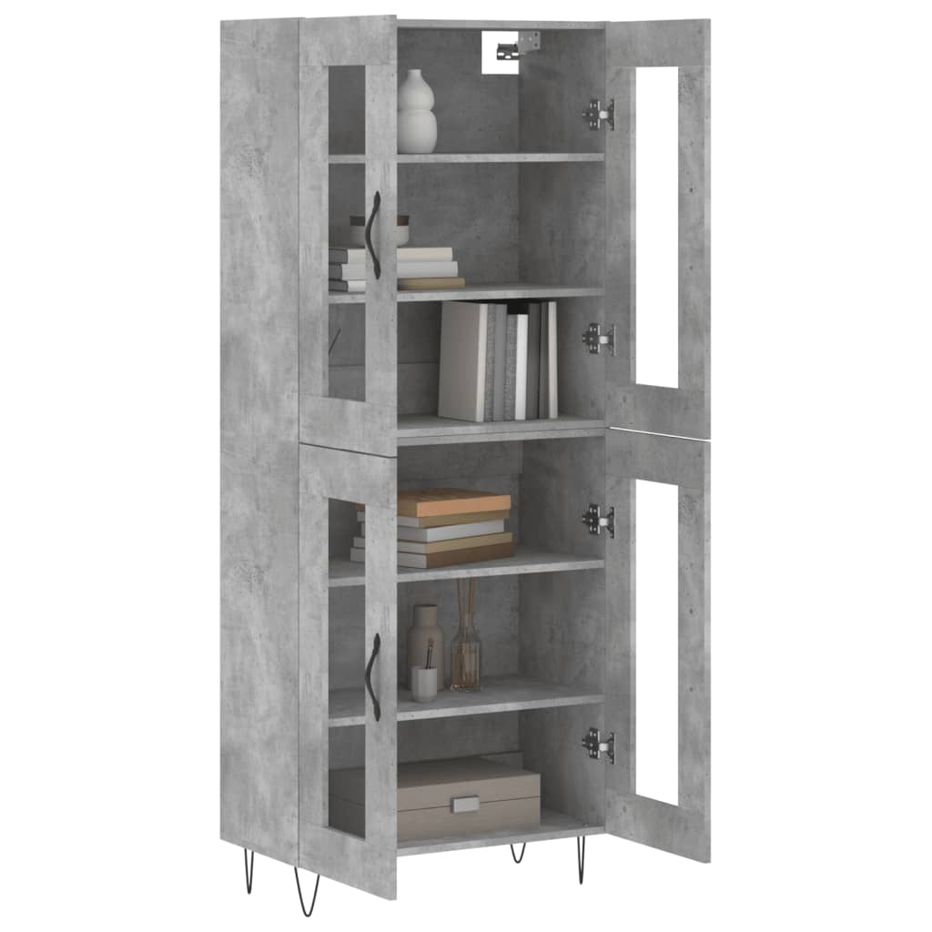 Betonszürke szerelt fa magasszekrény 69,5 x 34 x 180 cm 3