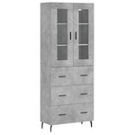 Betonszürke szerelt fa magasszekrény 69,5 x 34 x 180 cm 2