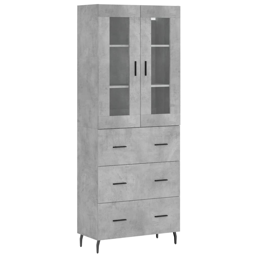 Betonszürke szerelt fa magasszekrény 69,5 x 34 x 180 cm 2