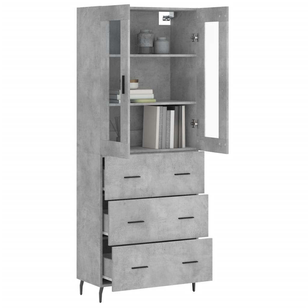 Betonszürke szerelt fa magasszekrény 69,5 x 34 x 180 cm 3