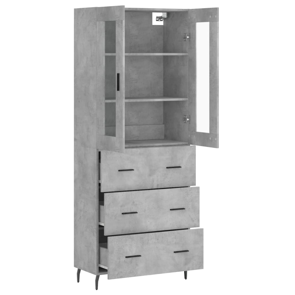 Betonszürke szerelt fa magasszekrény 69,5 x 34 x 180 cm 4