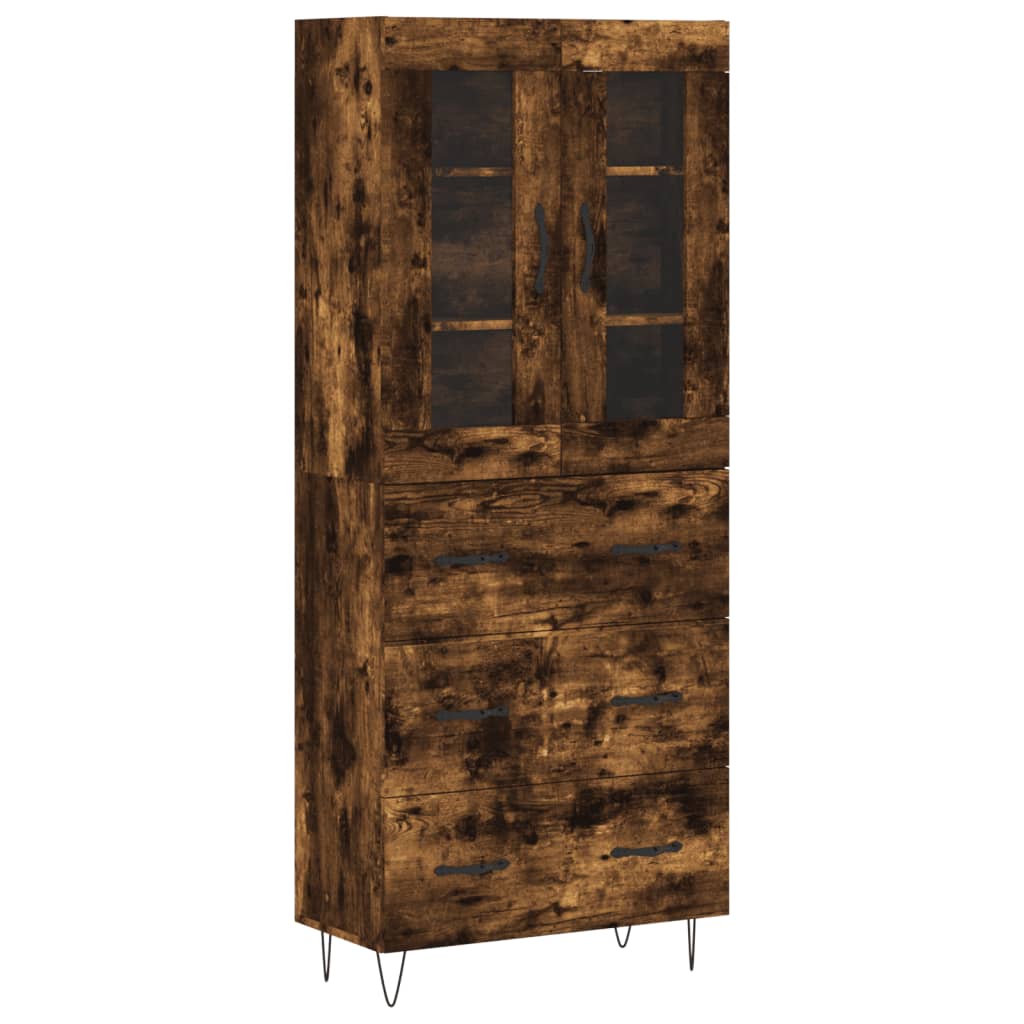 Füstös tölgy színű szerelt fa magasszekrény 69,5 x 34 x 180 cm 2