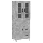 Betonszürke szerelt fa magasszekrény 69,5 x 34 x 180 cm 2