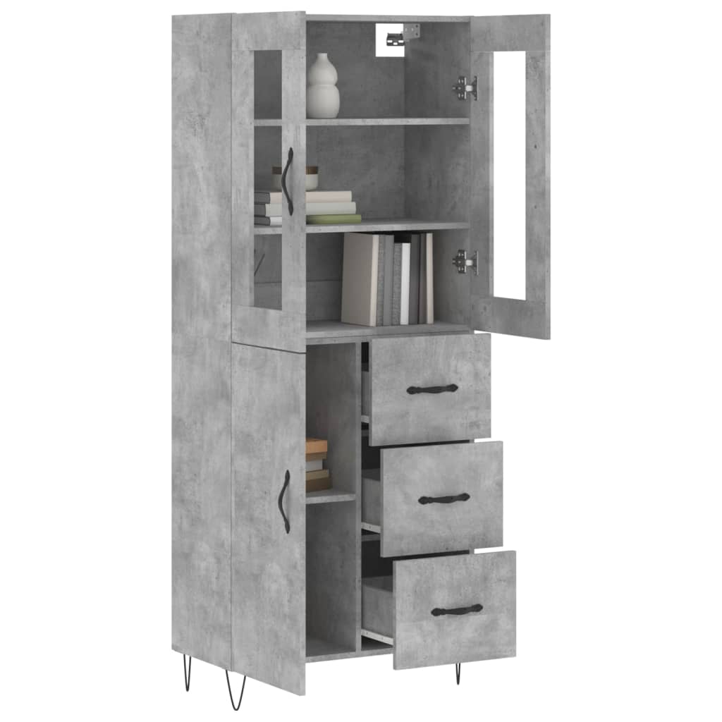 Betonszürke szerelt fa magasszekrény 69,5 x 34 x 180 cm 3