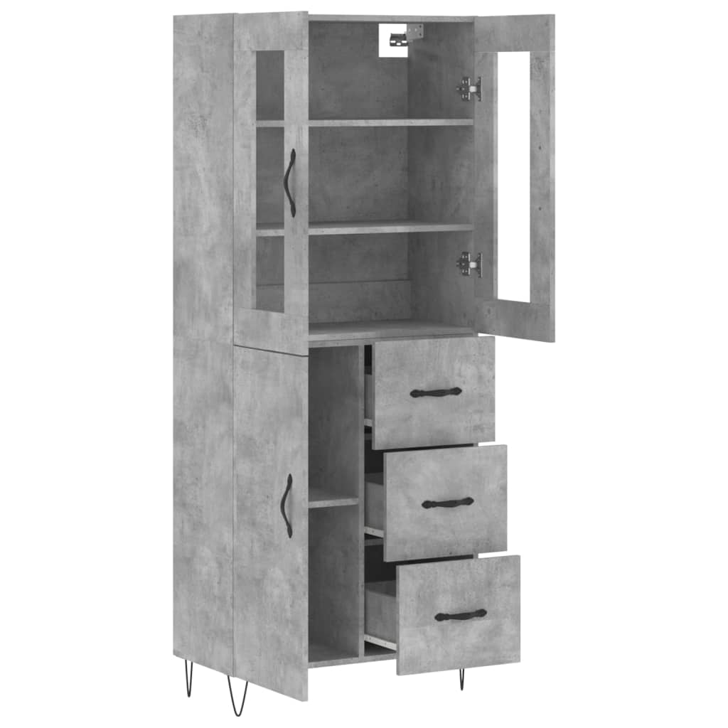 Betonszürke szerelt fa magasszekrény 69,5 x 34 x 180 cm 4