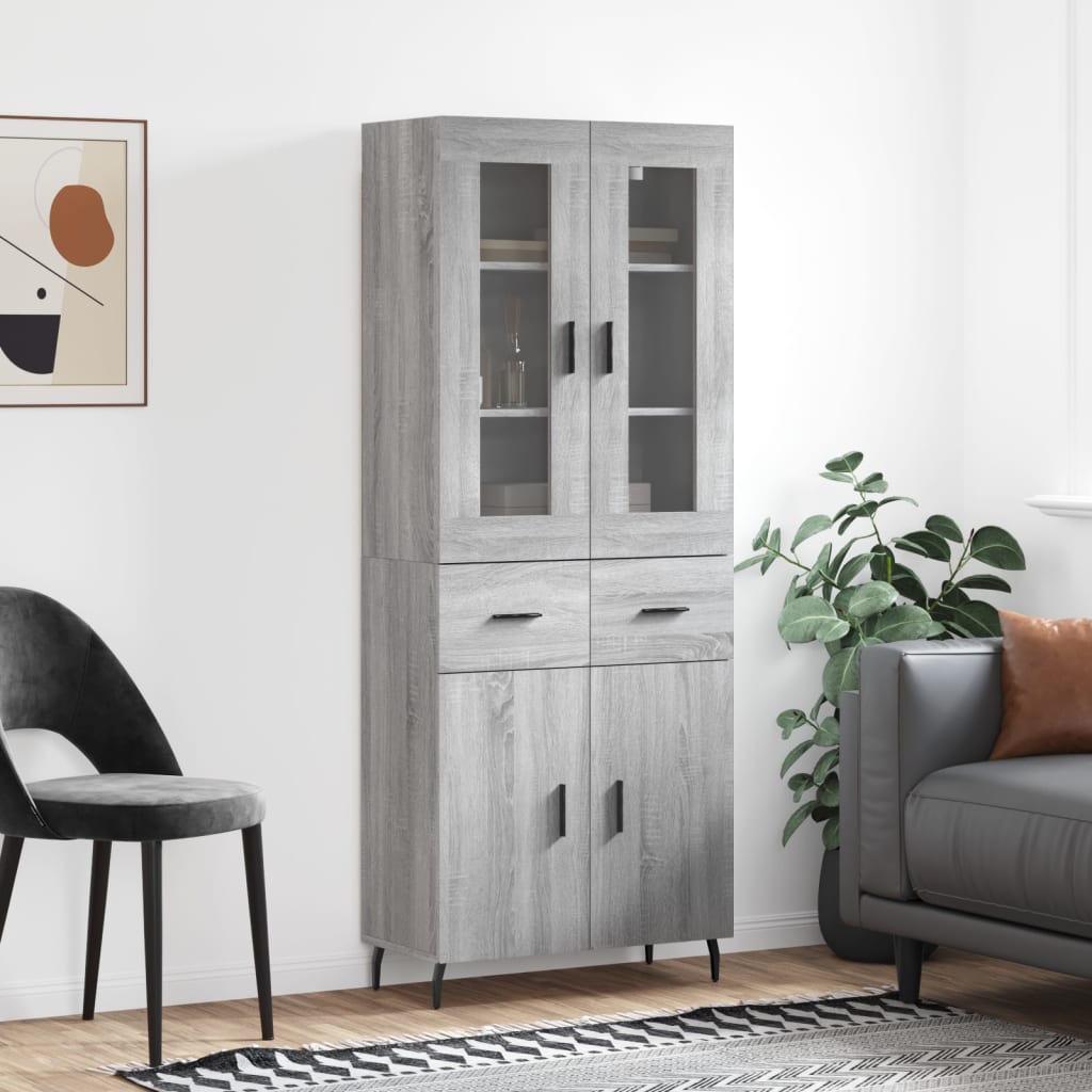 Szürke sonoma szerelt fa magasszekrény 69,5 x 34 x 180 cm