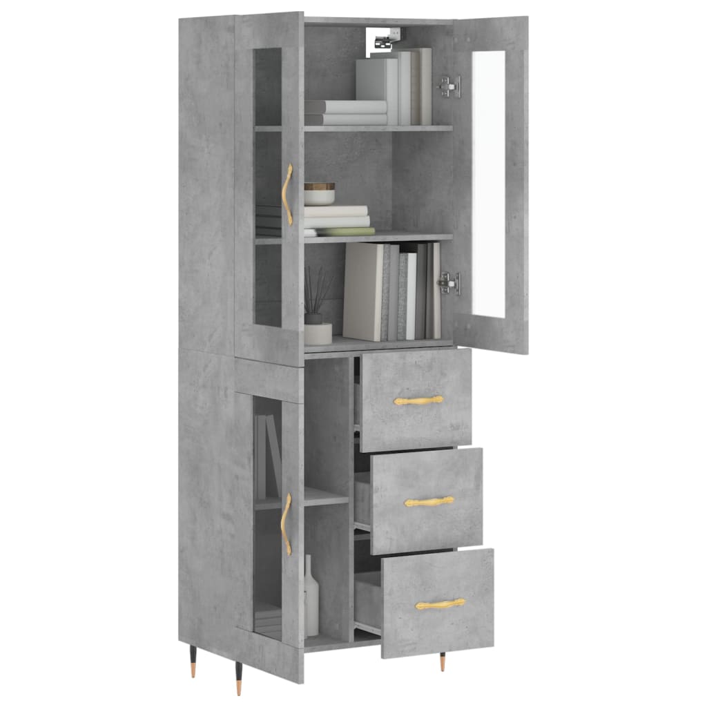 Betonszürke szerelt fa magasszekrény 69,5 x 34 x 180 cm 3