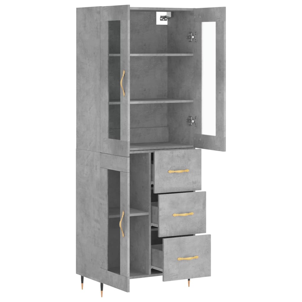 Betonszürke szerelt fa magasszekrény 69,5 x 34 x 180 cm 4