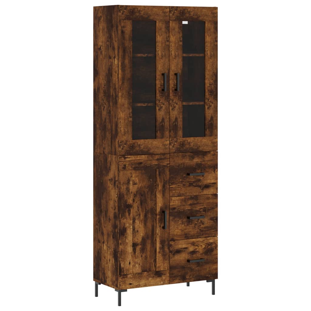 Füstös tölgy színű szerelt fa magasszekrény 69,5 x 34 x 180 cm 2