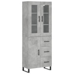 Betonszürke szerelt fa magasszekrény 69,5 x 34 x 180 cm 2