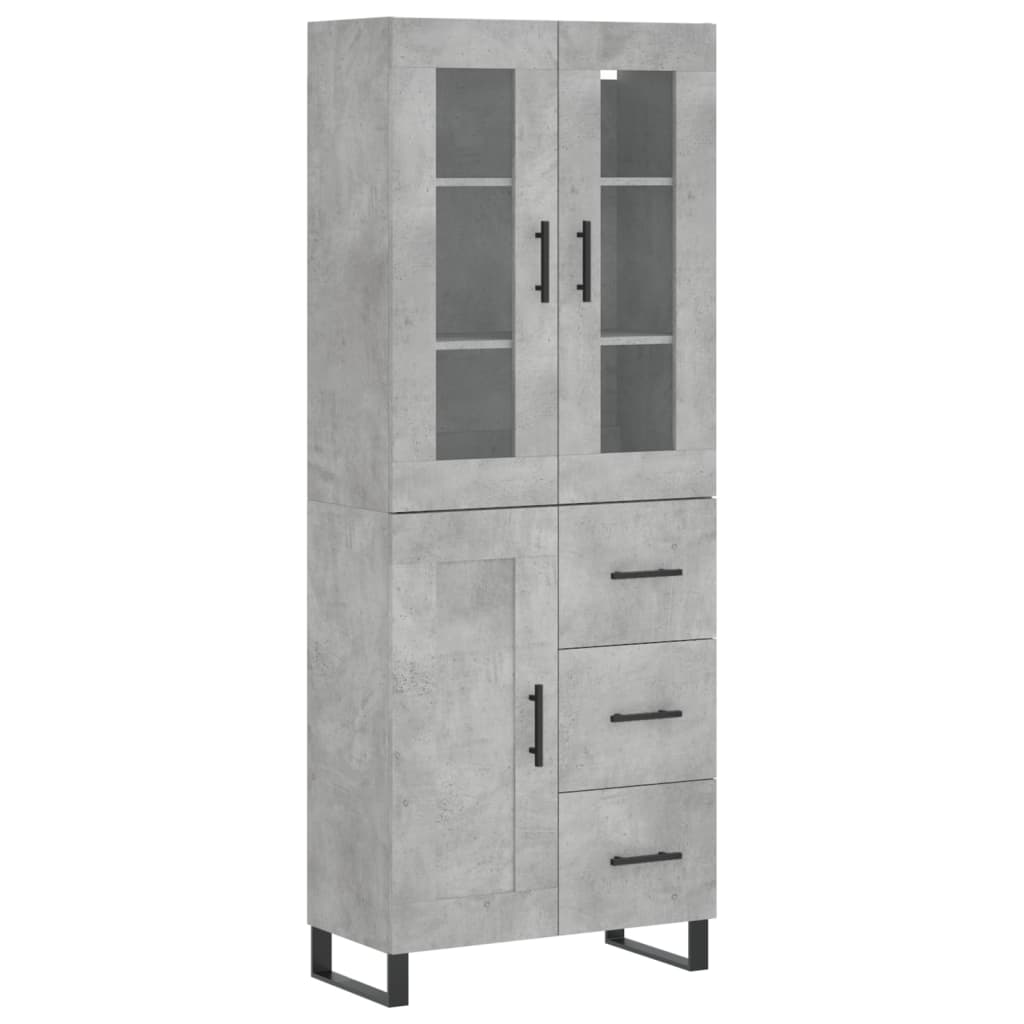 Betonszürke szerelt fa magasszekrény 69,5 x 34 x 180 cm 2