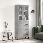Betonszürke szerelt fa magasszekrény 69,5 x 34 x 180 cm