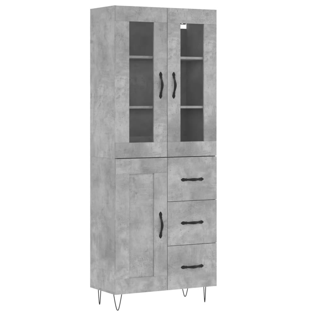 Betonszürke szerelt fa magasszekrény 69,5 x 34 x 180 cm 2