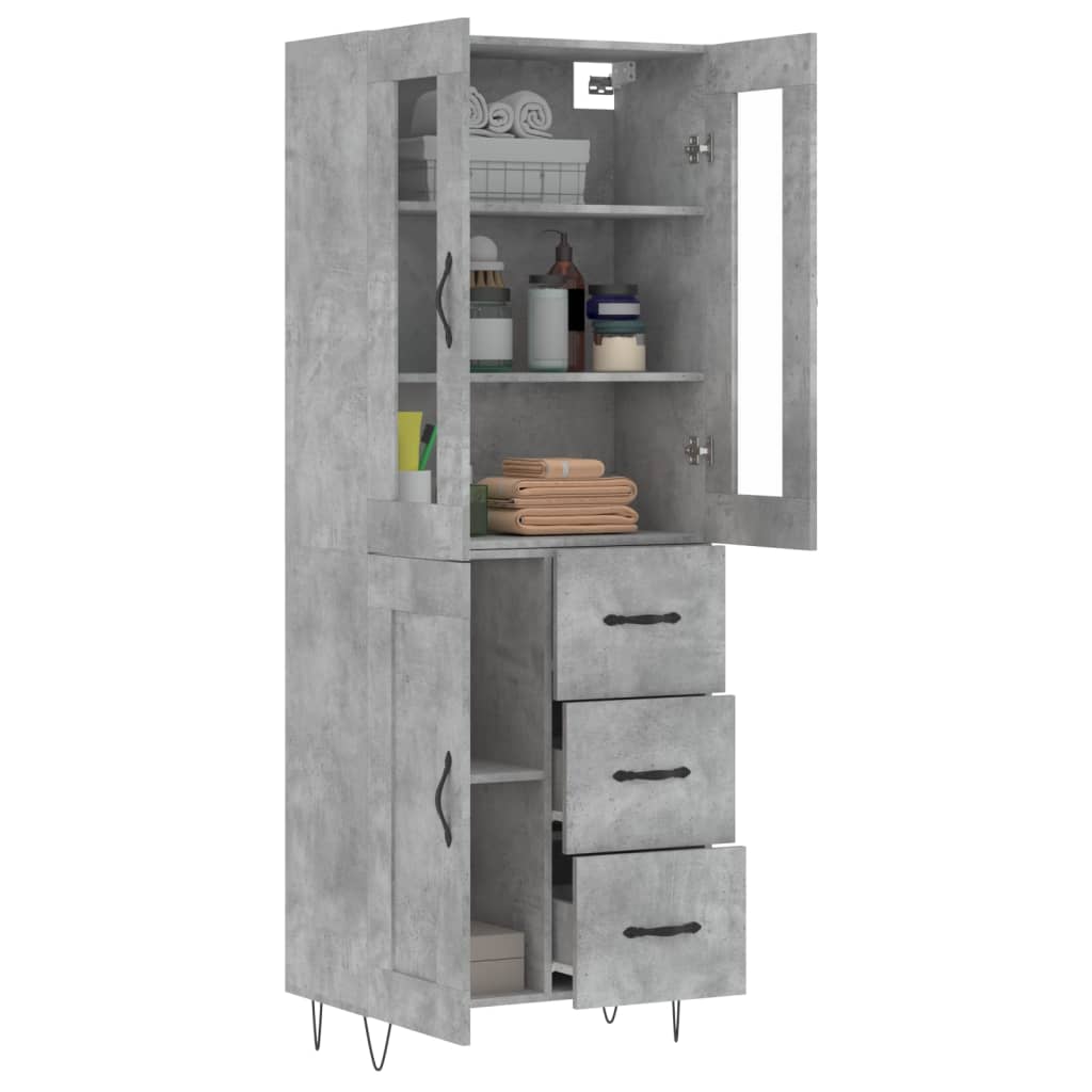 Betonszürke szerelt fa magasszekrény 69,5 x 34 x 180 cm 3