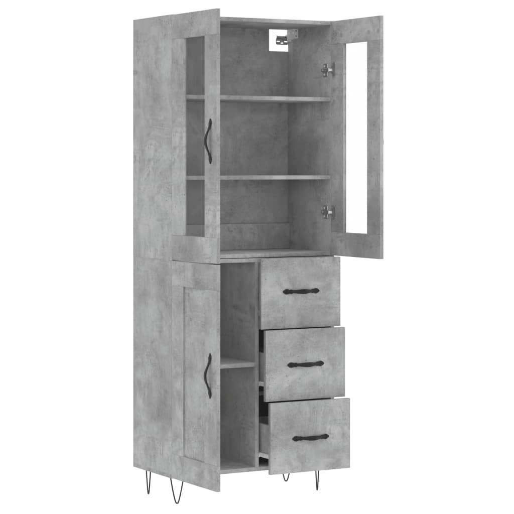 Betonszürke szerelt fa magasszekrény 69,5 x 34 x 180 cm 4