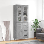 Betonszürke szerelt fa magasszekrény 69,5 x 34 x 180 cm