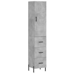 Betonszürke szerelt fa magasszekrény 34,5x34x180 cm 2
