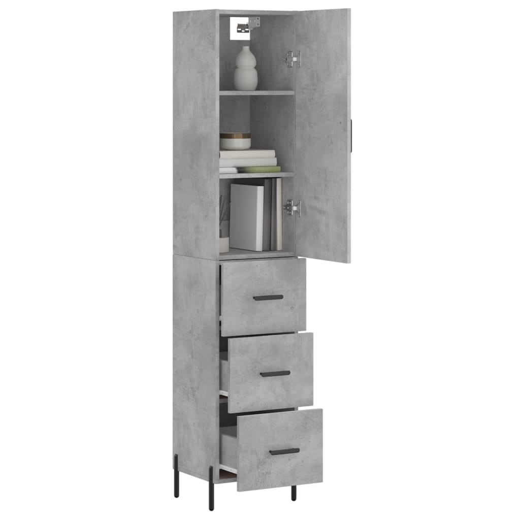 Betonszürke szerelt fa magasszekrény 34,5x34x180 cm 3
