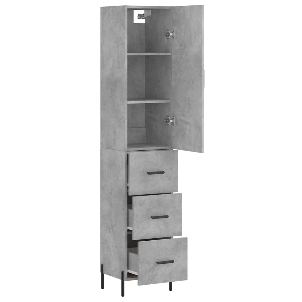 Betonszürke szerelt fa magasszekrény 34,5x34x180 cm 4