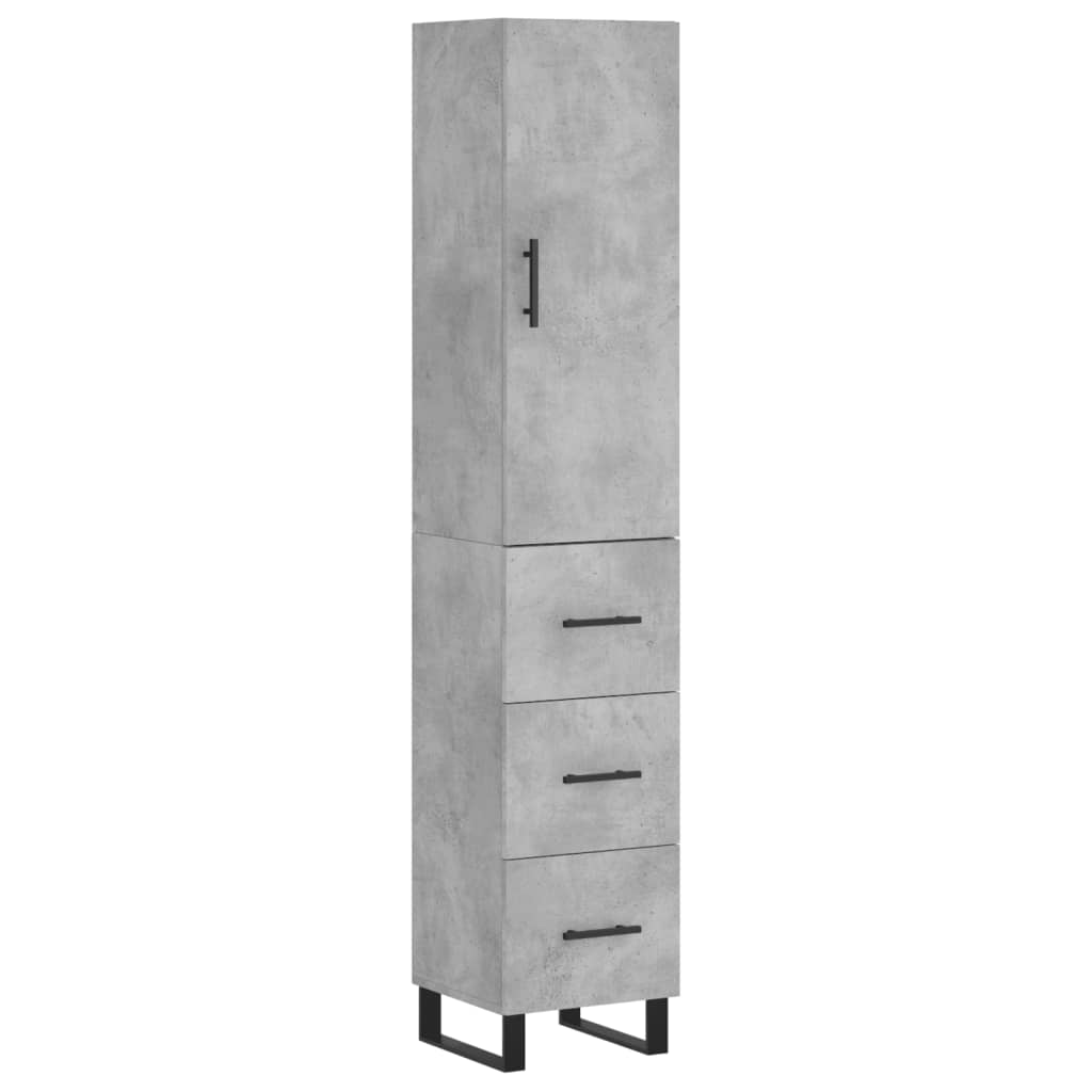 Betonszürke szerelt fa magasszekrény 34,5x34x180 cm 2
