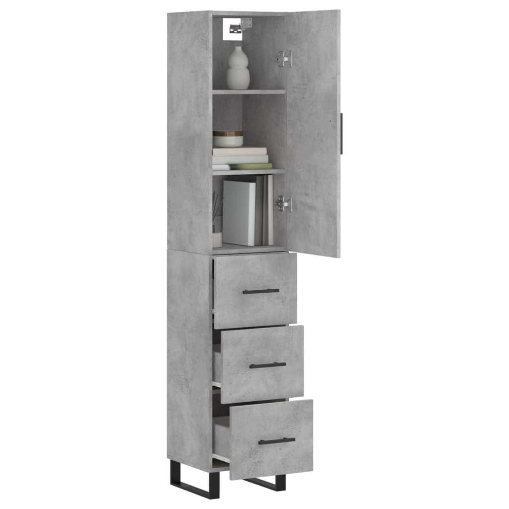 Betonszürke szerelt fa magasszekrény 34,5x34x180 cm 3